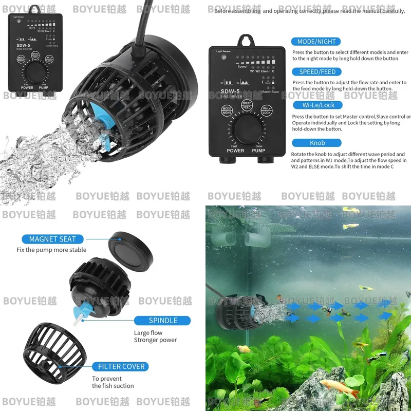Powerhead Wave Maker - Pompa falująca WiFi do akwarium, cicha